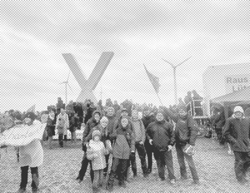 Klimaprotest, Lützerath, Menschengruppe, Schilder