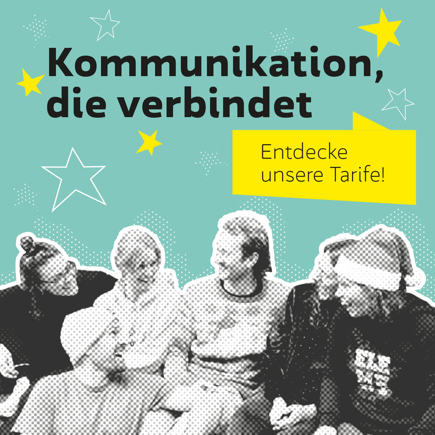 Weihnachtliches Banner: Kommunikation, die verbindet. Entdecke unsere Tarife.