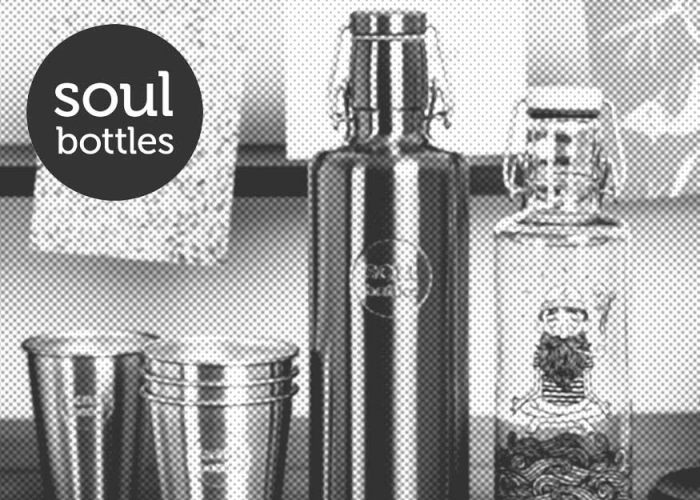 nachhaltige Flaschen, Glas, Stahl, soulbottles